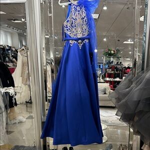 Royal Blue Embroidered Prom Dress